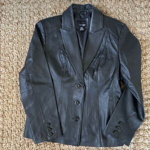 East 5th Black Genuine Leather Blazer Jacket | Size Large Classic Tailored Fit